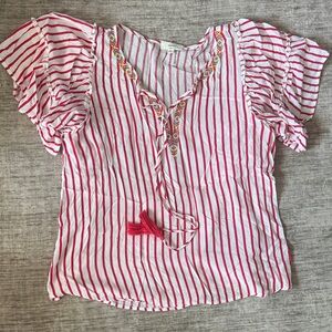 Striped Red and White Top